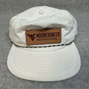 West Virginia Mountaineer Invitational Hat OSFA White SnapBack Rope Trim Outdoor
